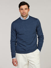 PULLOVER KNITTED CREW NECK W/ PATCH MERINO WOOL