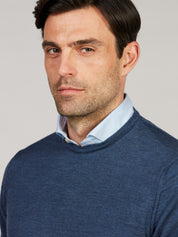 PULLOVER KNITTED CREW NECK W/ PATCH MERINO WOOL