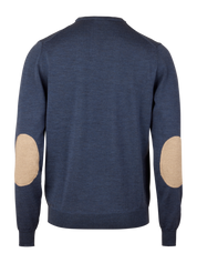 PULLOVER KNITTED CREW NECK W/ PATCH MERINO WOOL