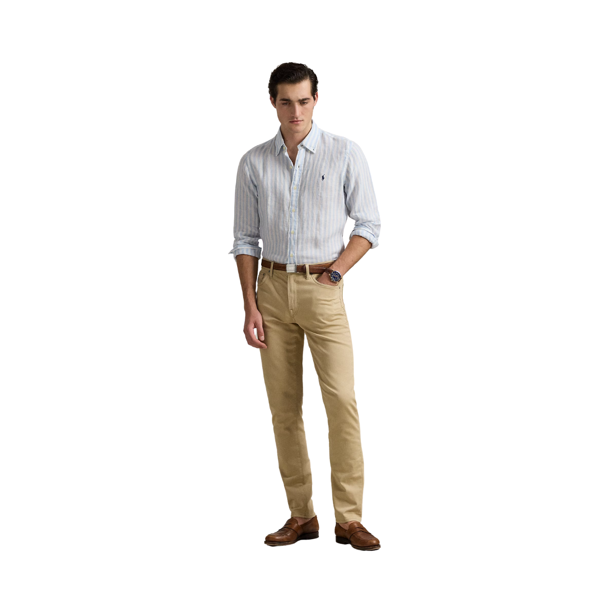 Cubdppcs-Long Sleeve-Sport Shirt - 003 OFFICE BLUE/WHITE