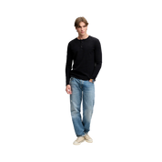 WAFFLE LONG SLEEVE HENLEY TOP
