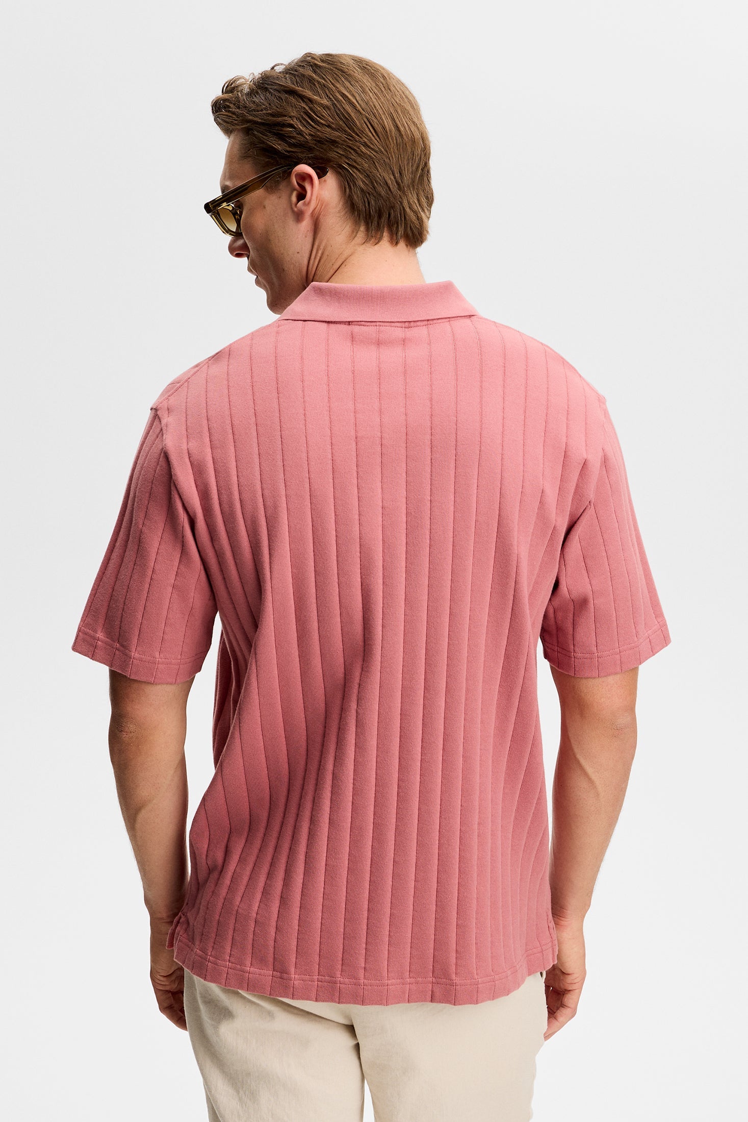 SIMON STRIPE POLO E195 WITHERED ROSE