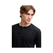 WAFFLE LONG SLEEVE HENLEY TOP