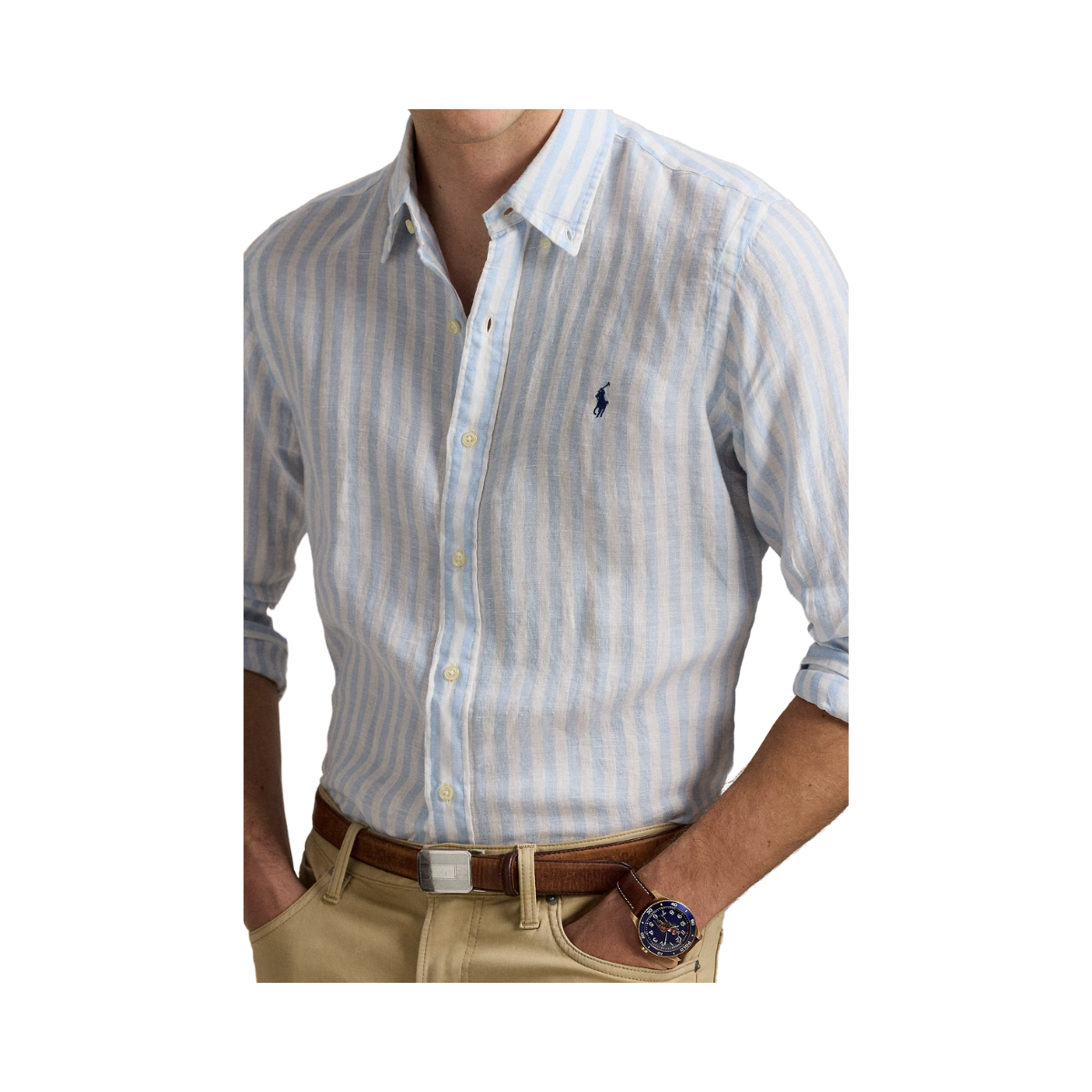 Cubdppcs-Long Sleeve-Sport Shirt - 003 OFFICE BLUE/WHITE