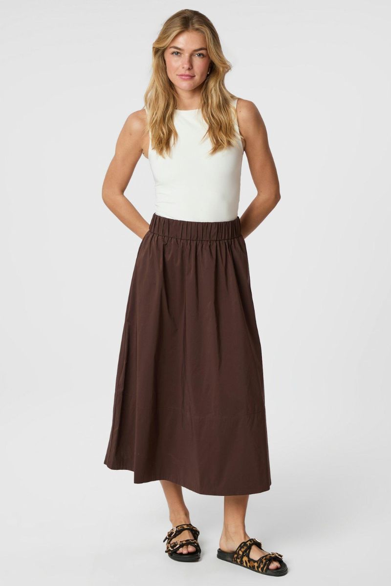 Yara Poplin Skirt - 676 DARK BROWN