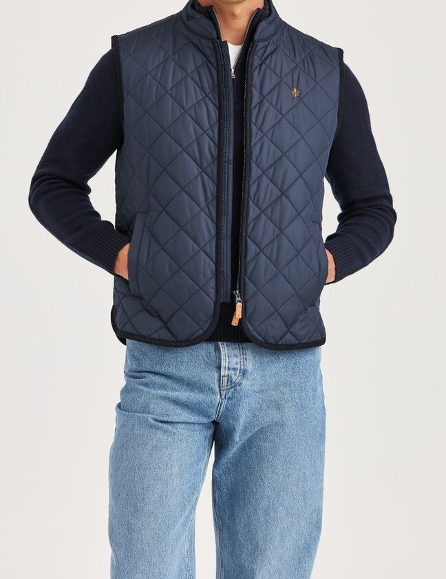 Morris Teddy Quilted Vest Old Blue