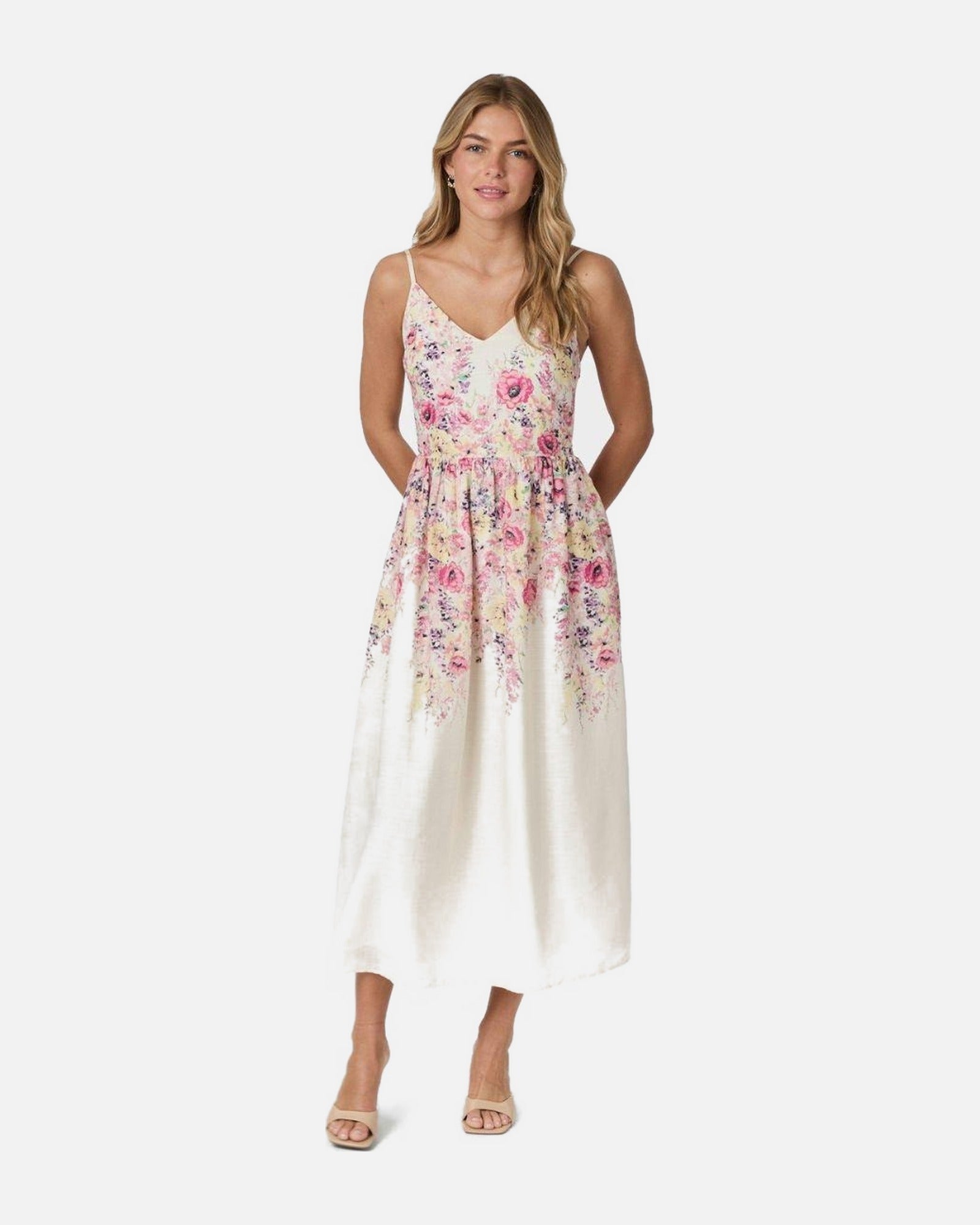 Sanni Flower Print Dress - 124 IVORY