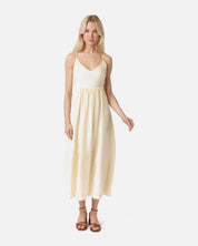 Savani Long Linen Dress - 191 LIGHT YELLOW