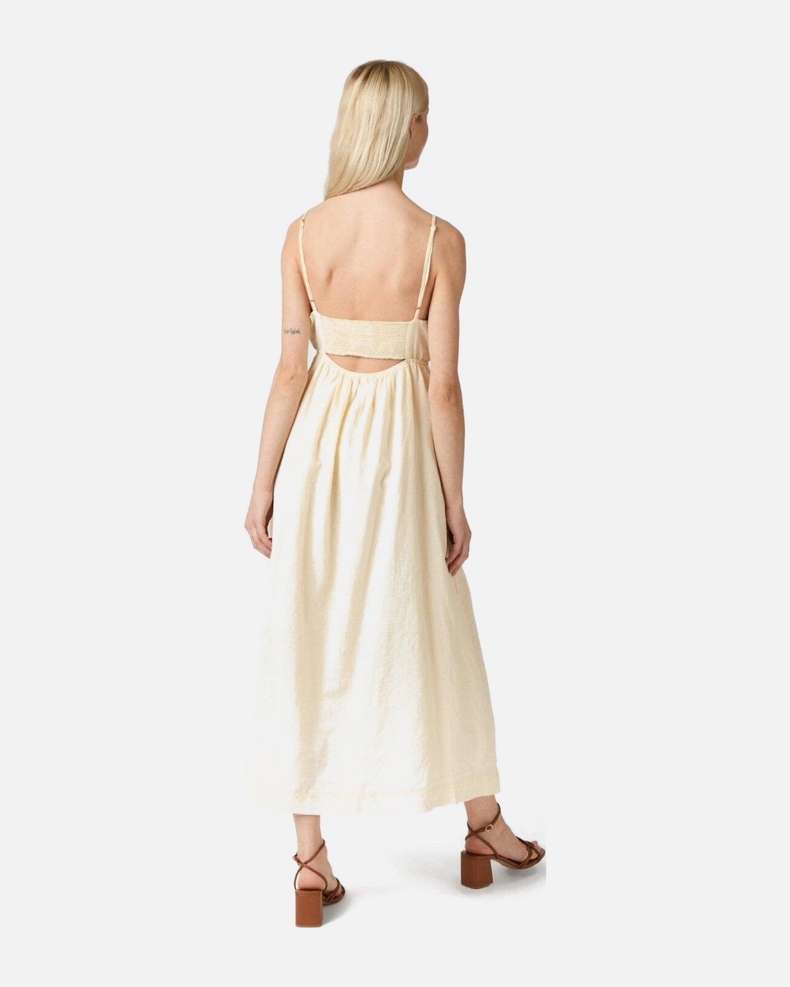 Savani Long Linen Dress - 191 LIGHT YELLOW