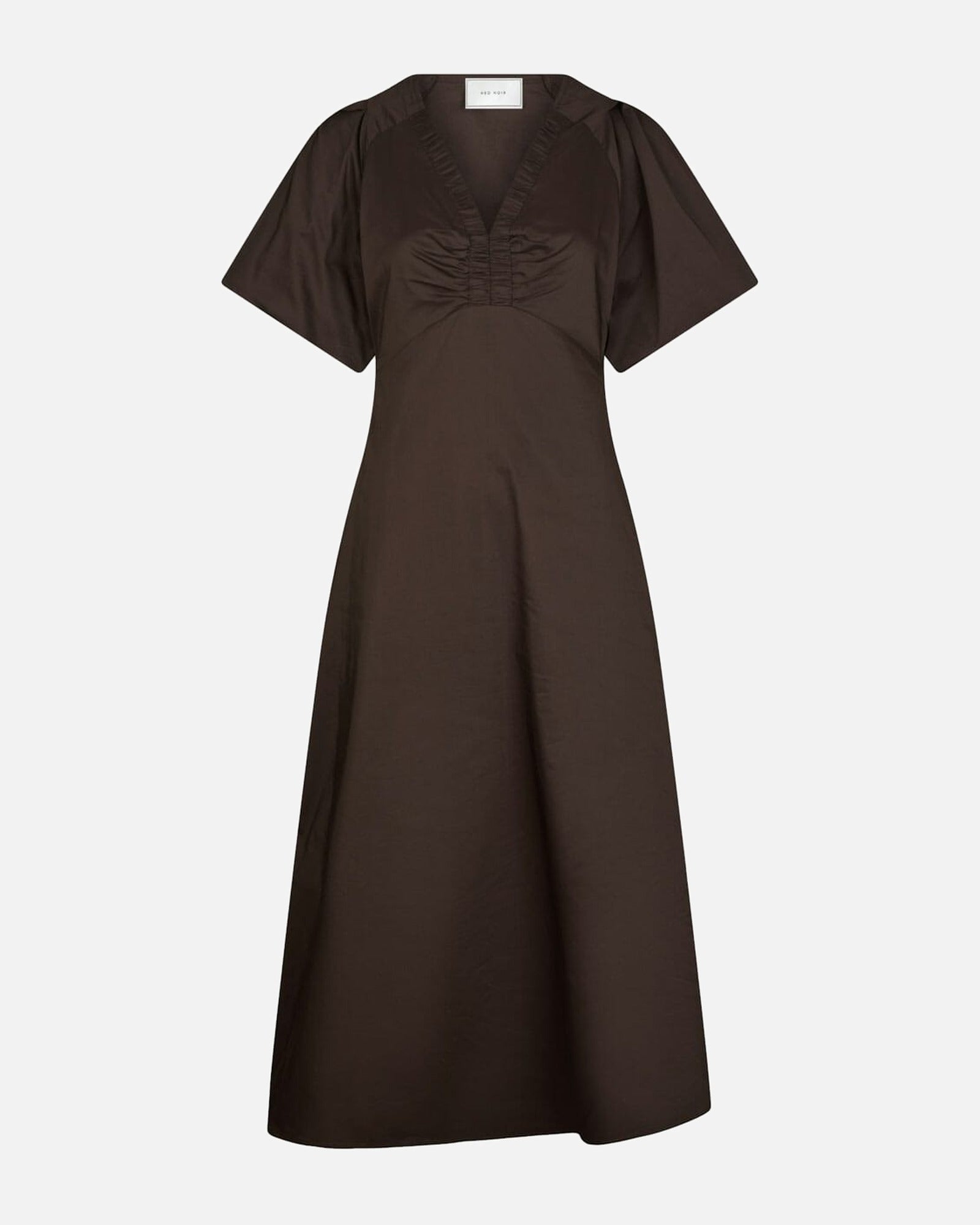 ILLANA POPLIN DRESS CHOCOLATE BROWN