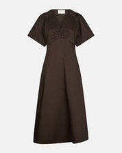 ILLANA POPLIN DRESS CHOCOLATE BROWN