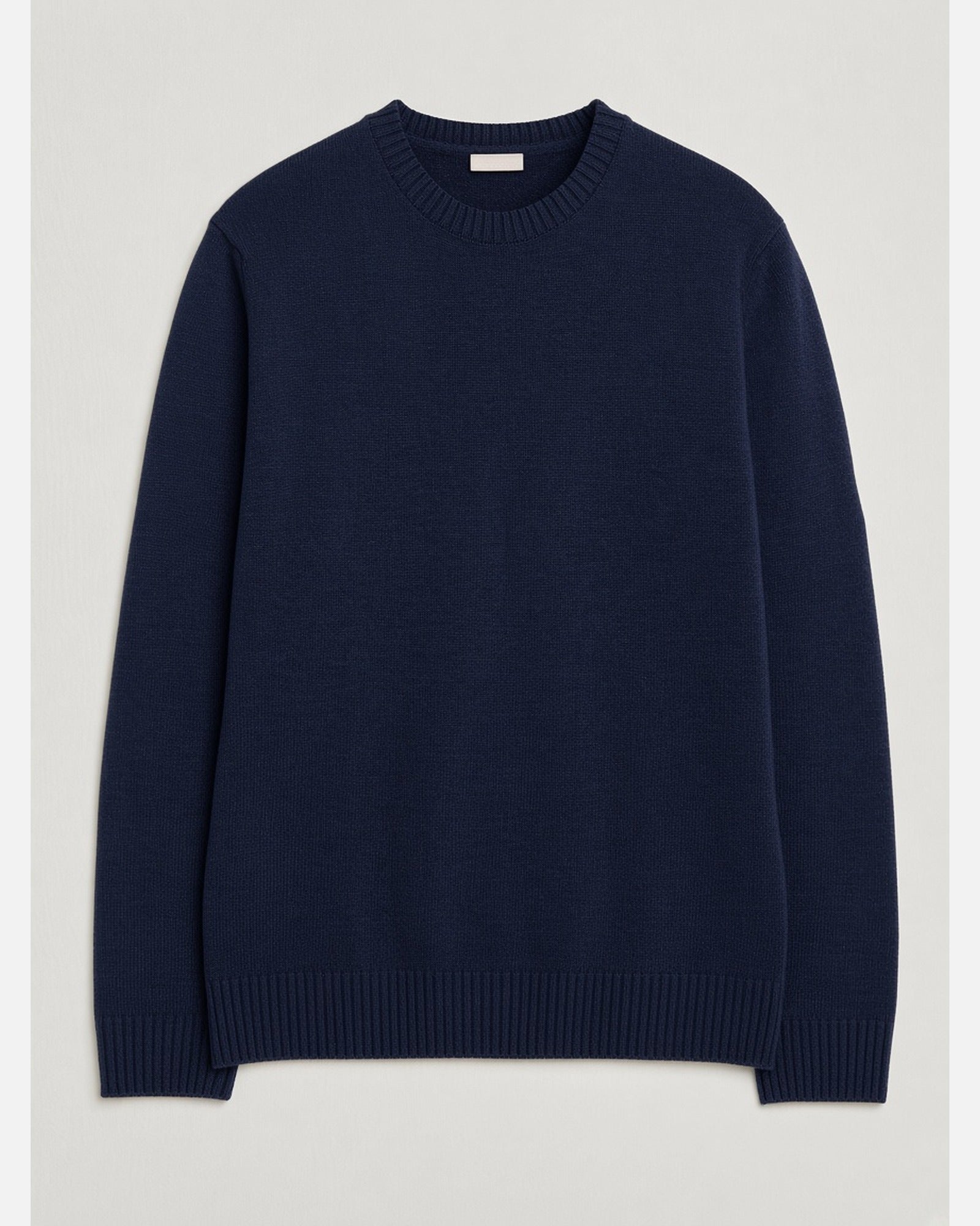 SWEATER KNITTED CREW NECK CARDED MERINO WOOL DARK BLUE