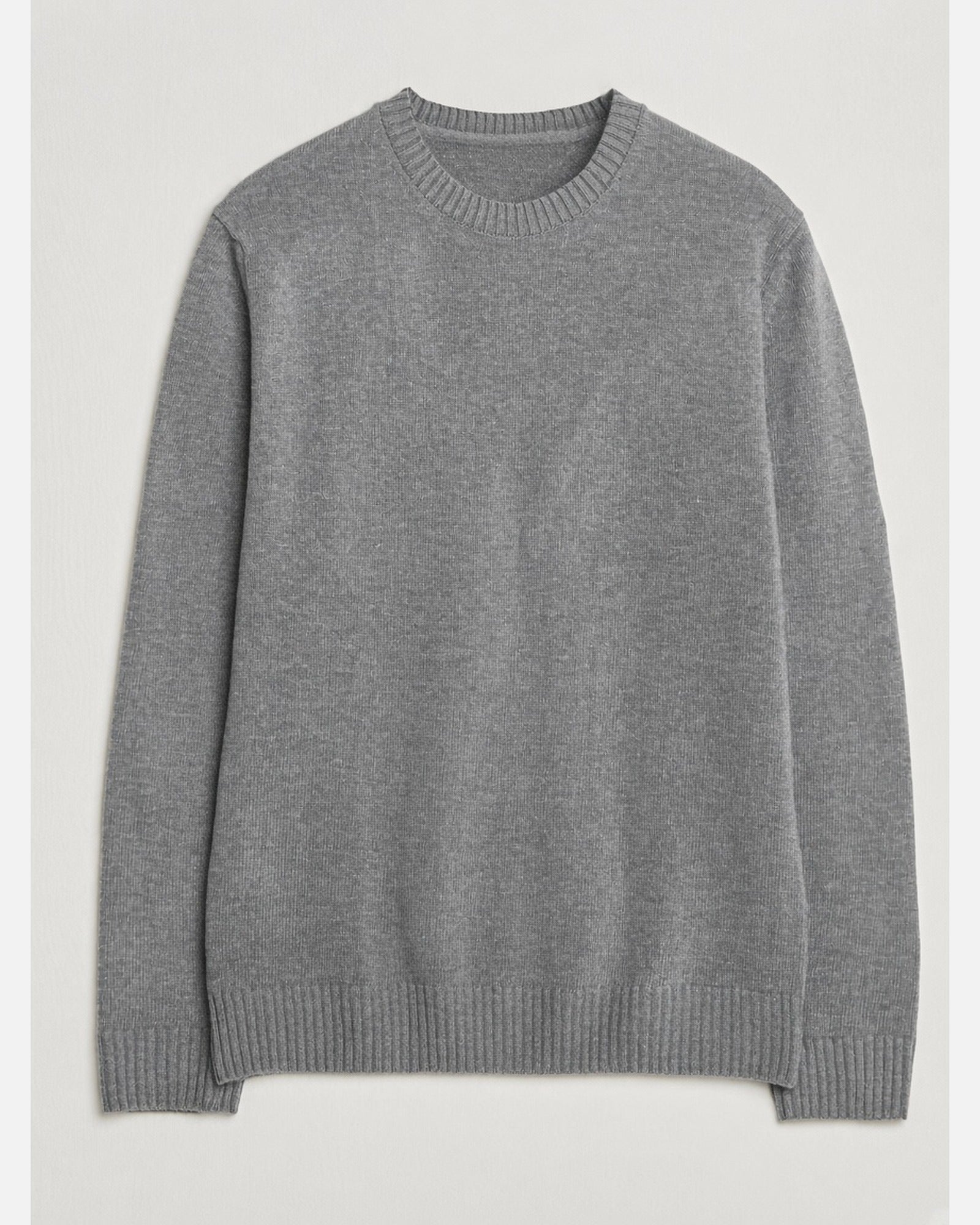 SWEATER KNITTED CREW NECK CARDED MERINO WOOL GREY