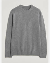 SWEATER KNITTED CREW NECK CARDED MERINO WOOL GREY