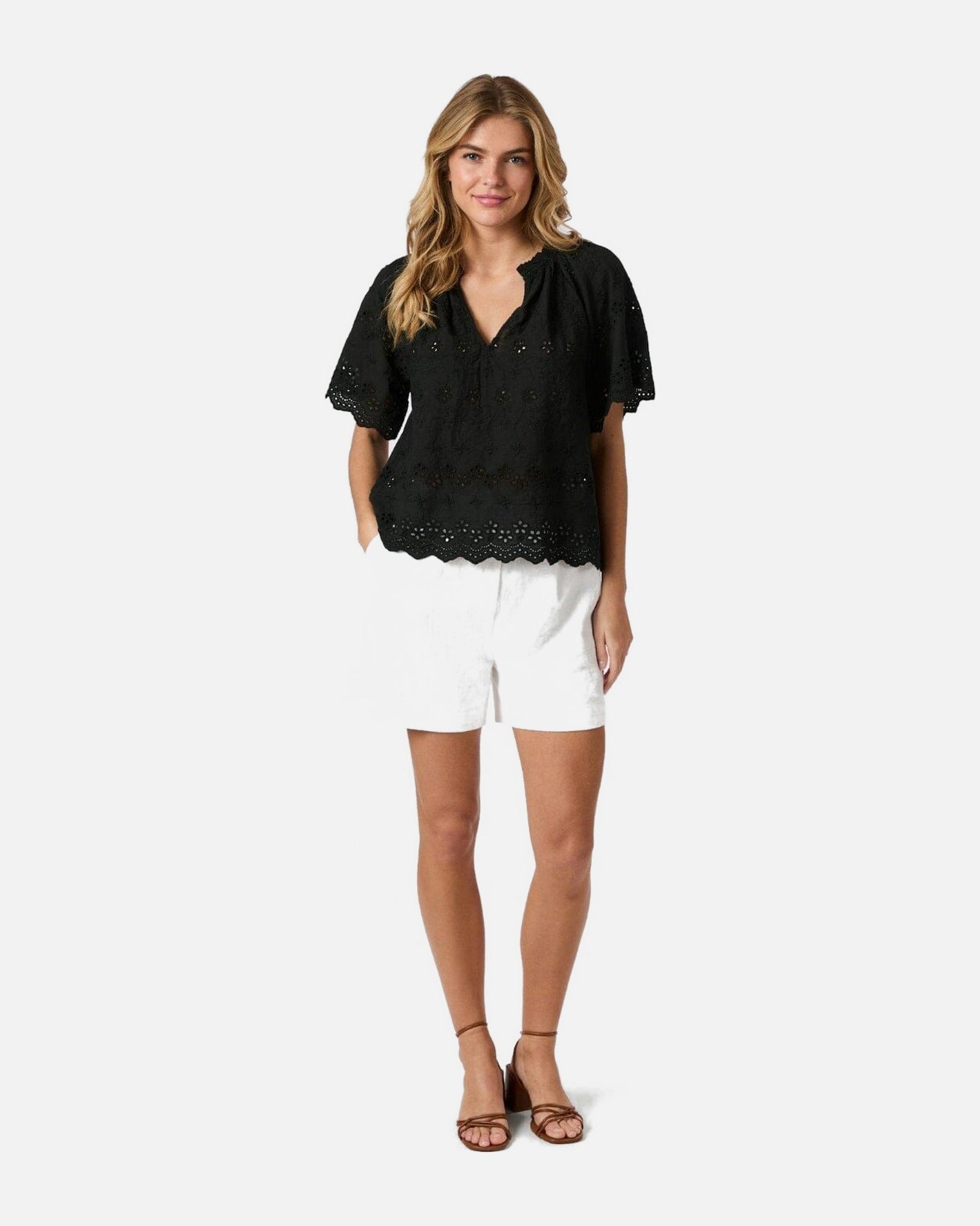 Odet Embroidery Blouse - 100 BLACK