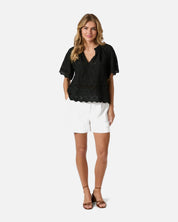 Odet Embroidery Blouse - 100 BLACK