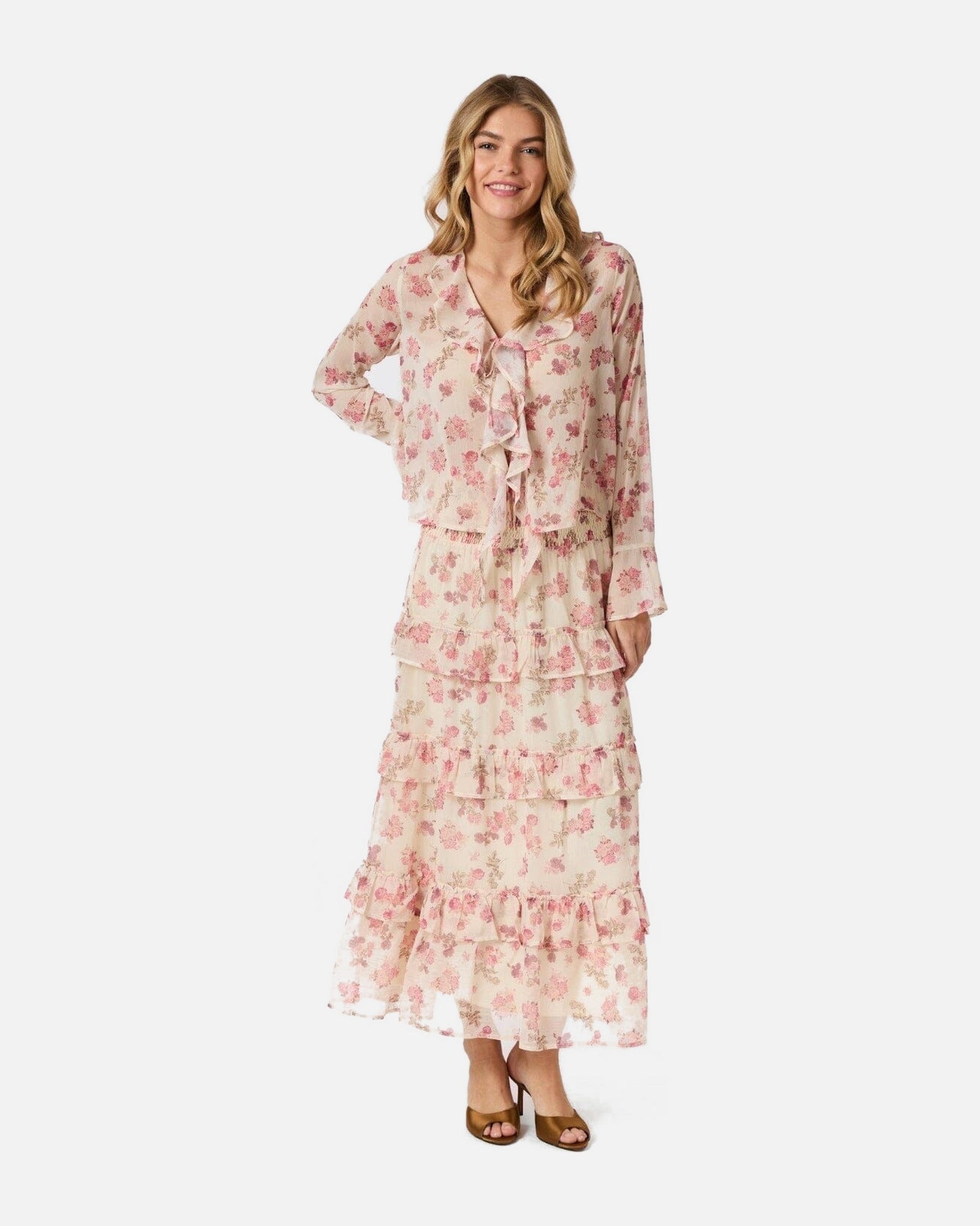 Anika Marigold Print Blouse - 122 CREME