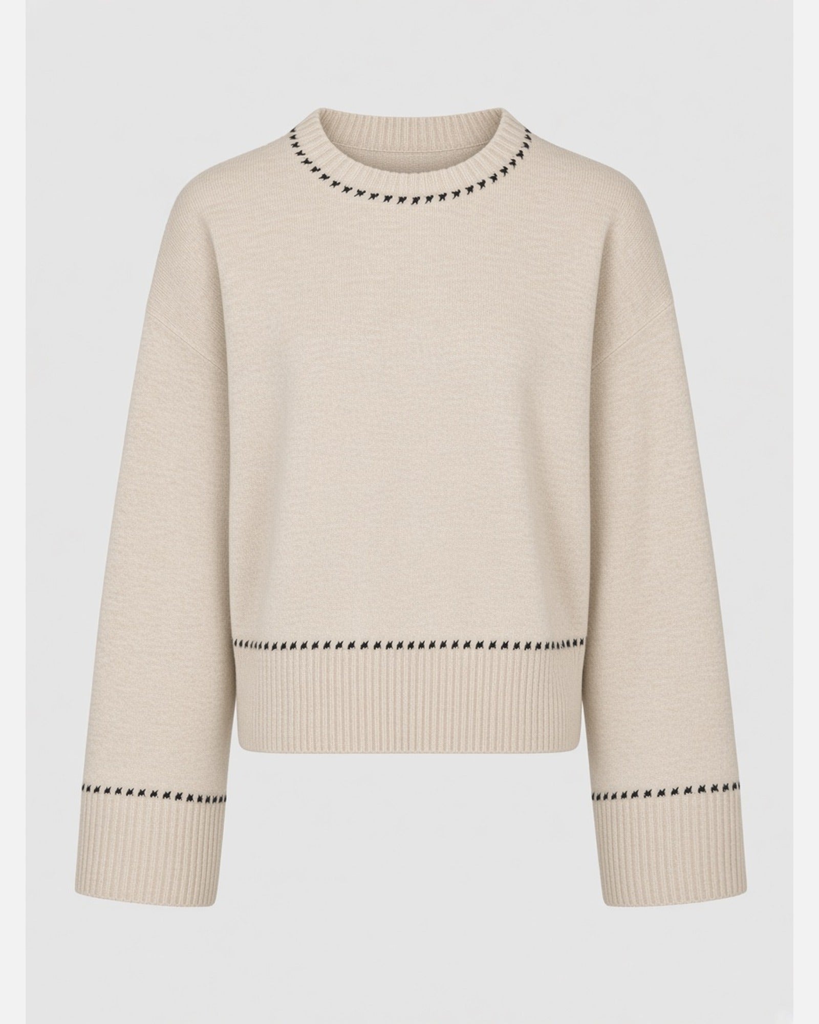 ROEME KNIT STITCH BLOUSE BEIGE MELANGE