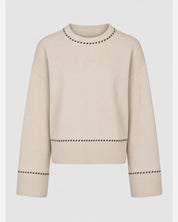 ROEME KNIT STITCH BLOUSE BEIGE MELANGE