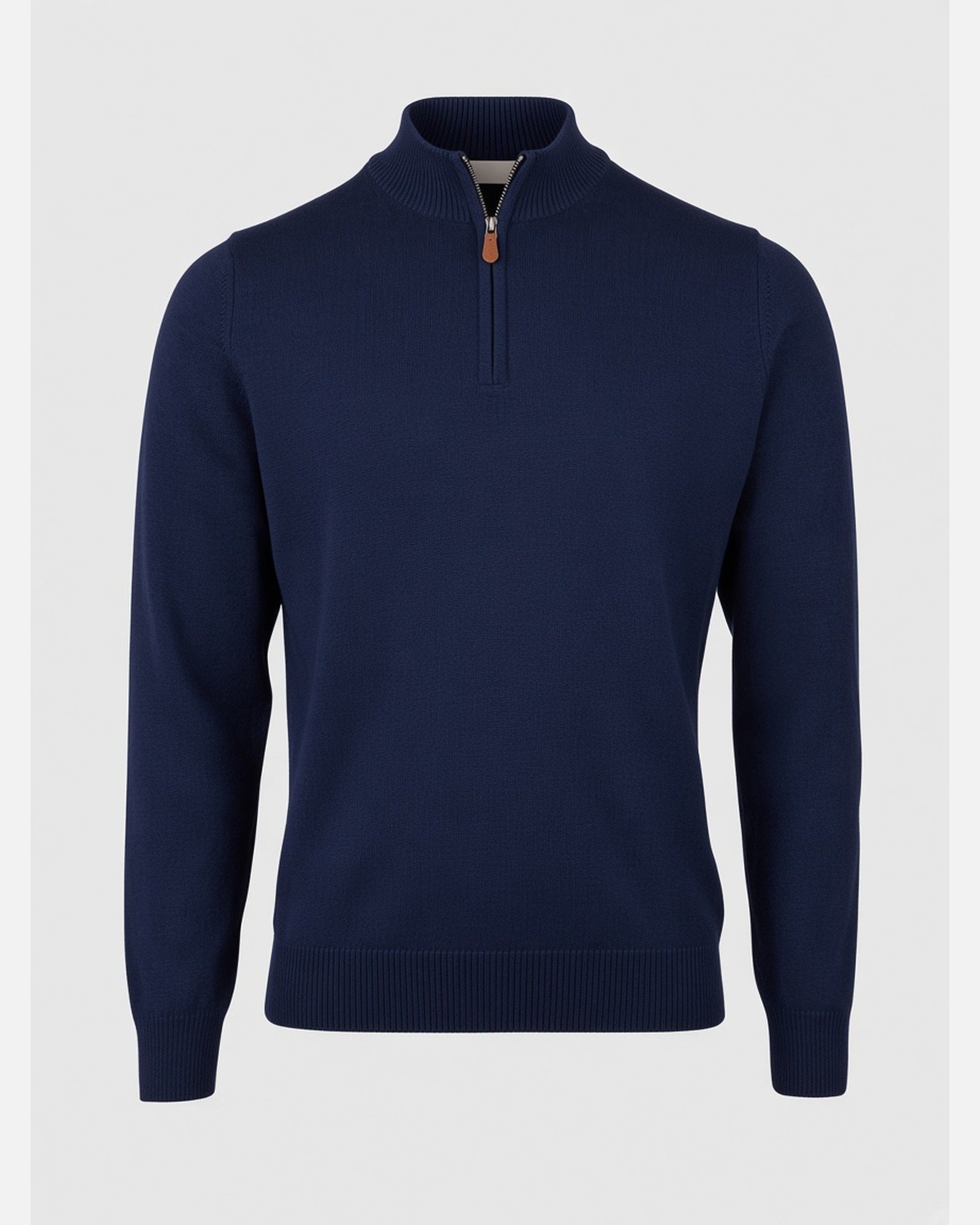 SWEATER KNITTED HALF ZIP MERINO WOOL DARK BLUE