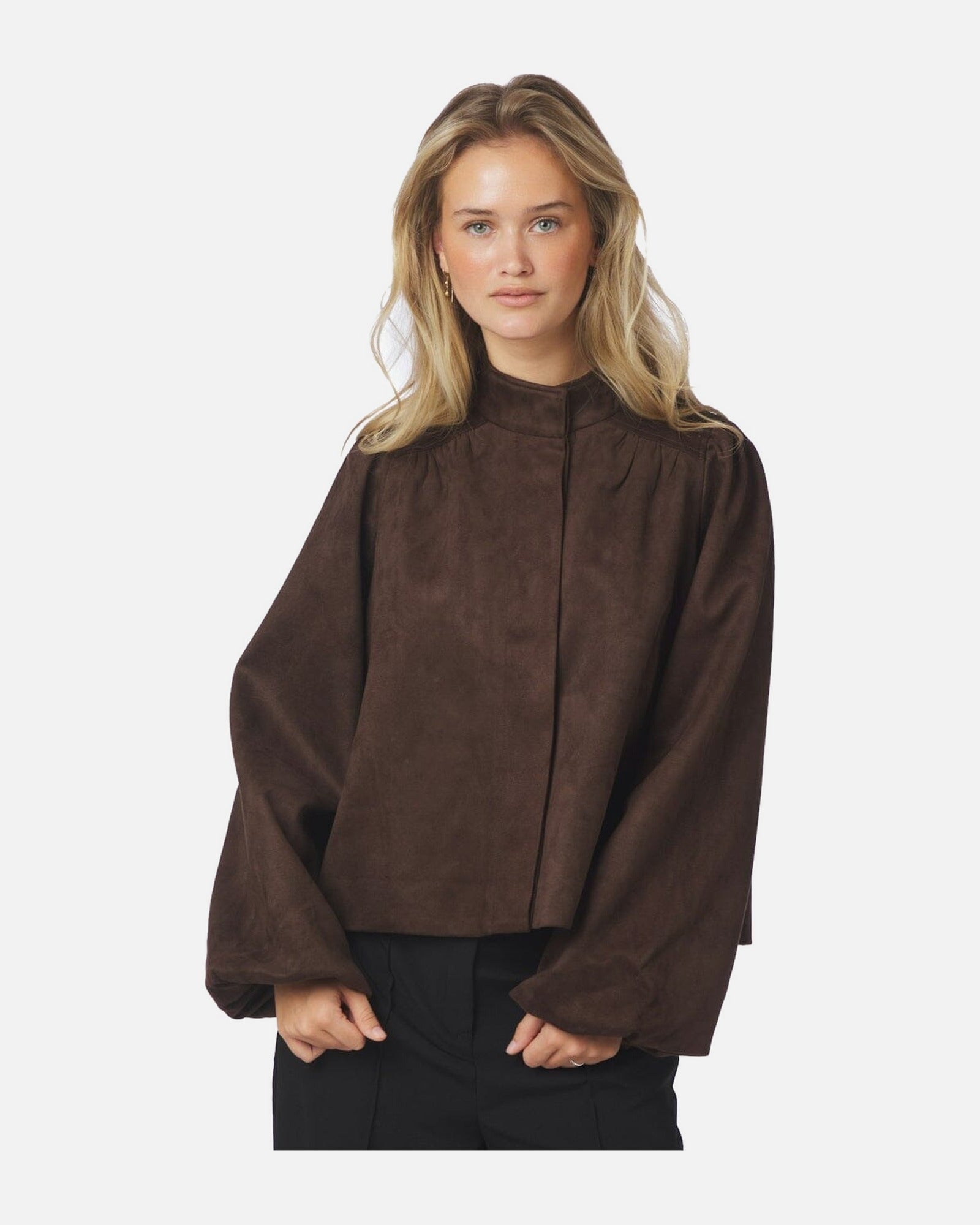 Tirsa Faux Suede Jacket - 676 DARK BROWN