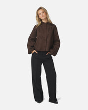 Tirsa Faux Suede Jacket - 676 DARK BROWN