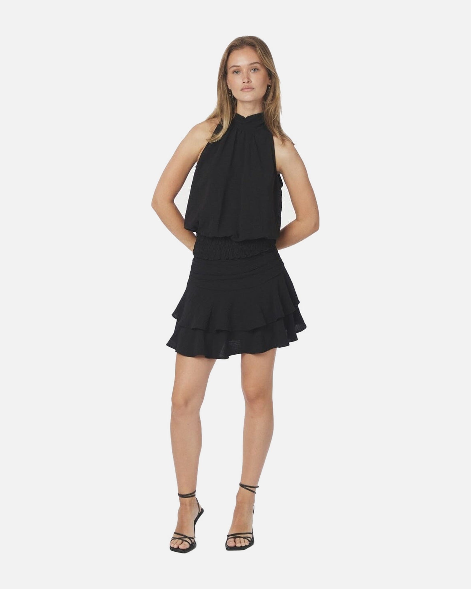 Mitra Frill Structure Skirt - 100 BLACK