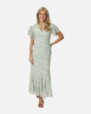 Celesse Print Chiffon Dress - 154 LIGHT GREEN