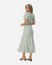 Celesse Print Chiffon Dress - 154 LIGHT GREEN