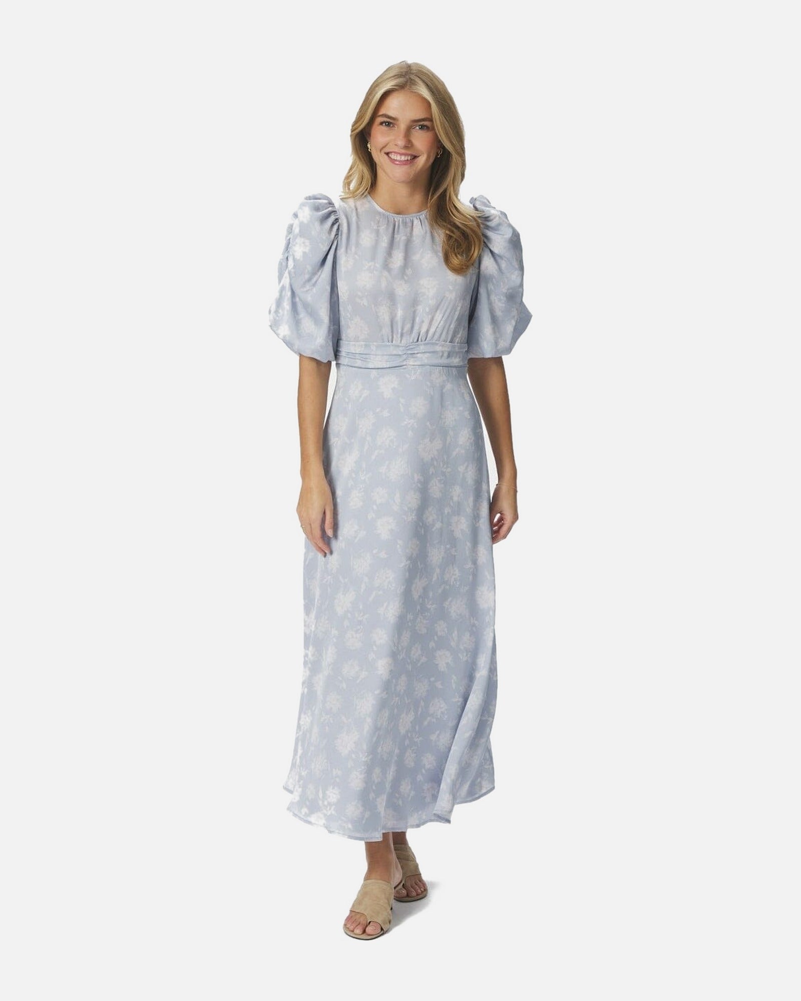Kikka Faded Flower Dress - 145 LIGHT BLUE