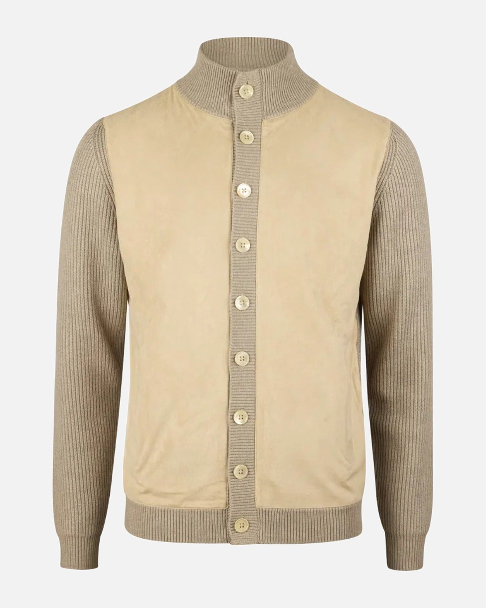 Stenströms Jacket Knitted Hybrid Buttoned Alcantara – Light Beige
