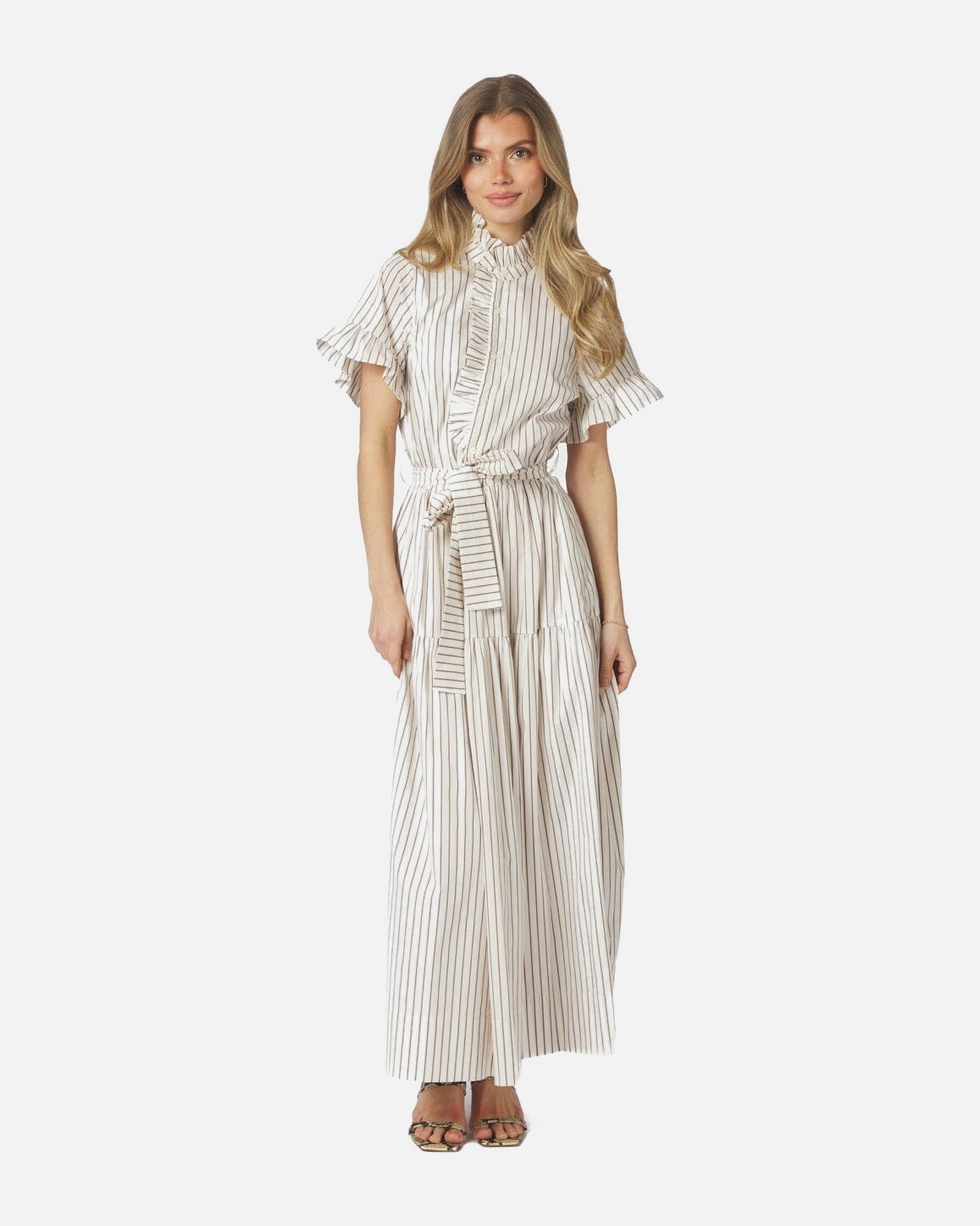 Nellie Wide Stripe Dress - 124 IVORY