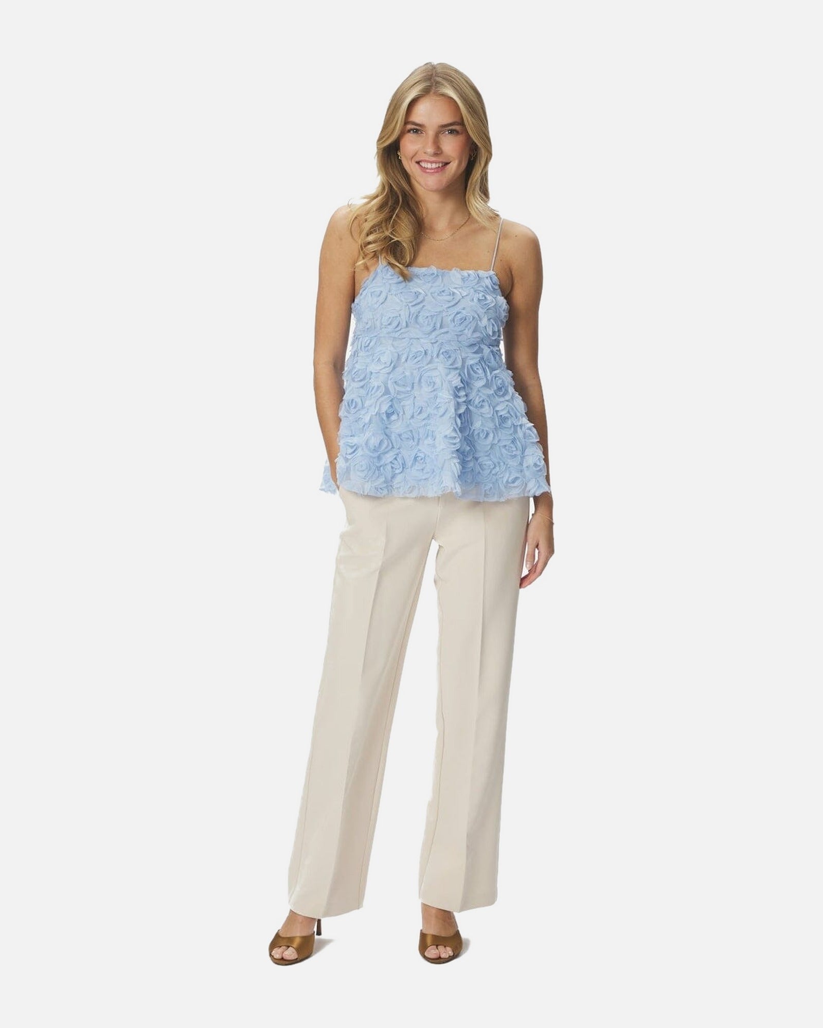 Kenli Flower Top - 145 LIGHT BLUE