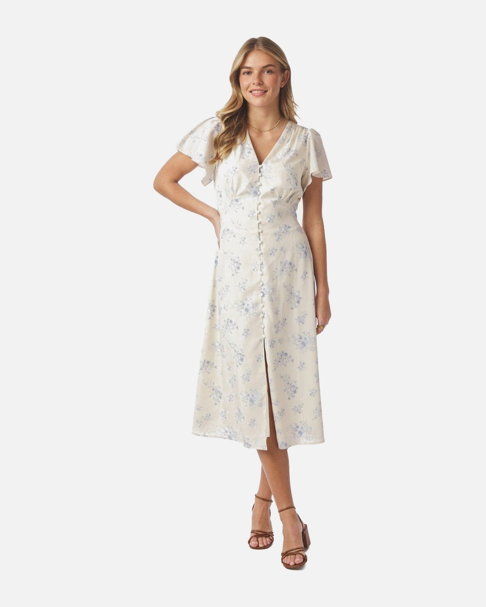 Eleni Delicate Flower Dress - 122 CREME