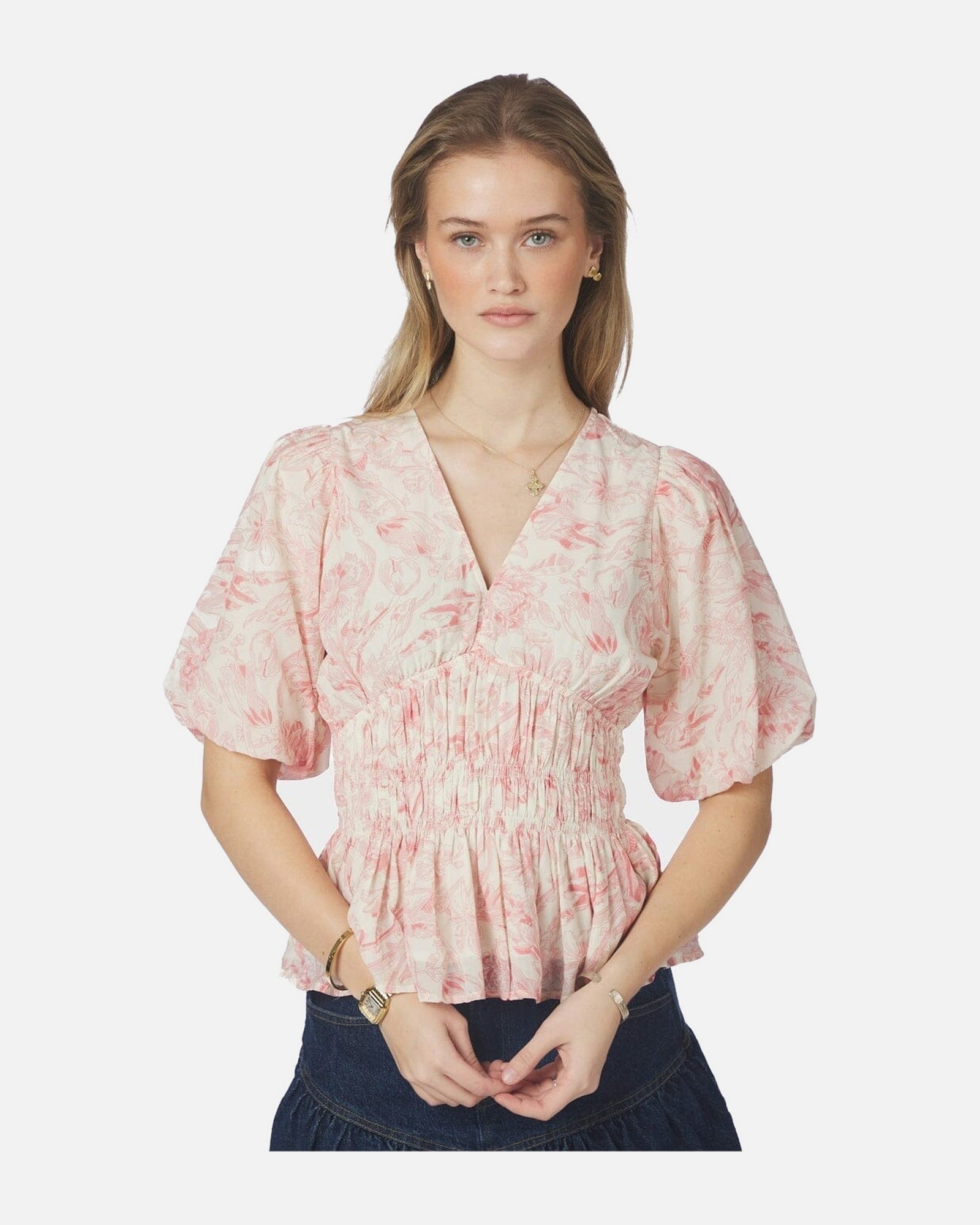 Minutti Print Blouse - 121 OFF WHITE