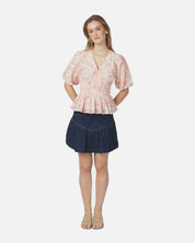 Minutti Print Blouse - 121 OFF WHITE
