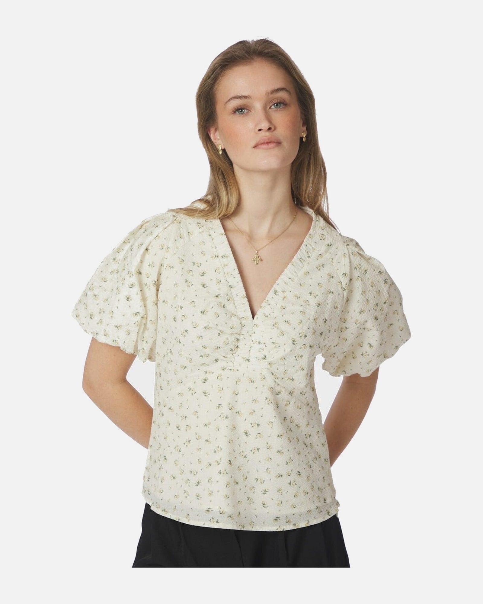 Irina Small Rose Flower Blouse - 191 LIGHT YELLOW