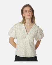 Irina Small Rose Flower Blouse - 191 LIGHT YELLOW
