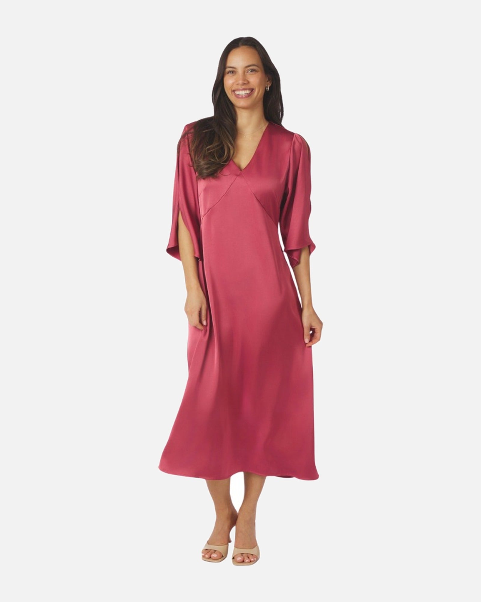 Remara Heavy Sateen Dress - 430 CHERRY PINK