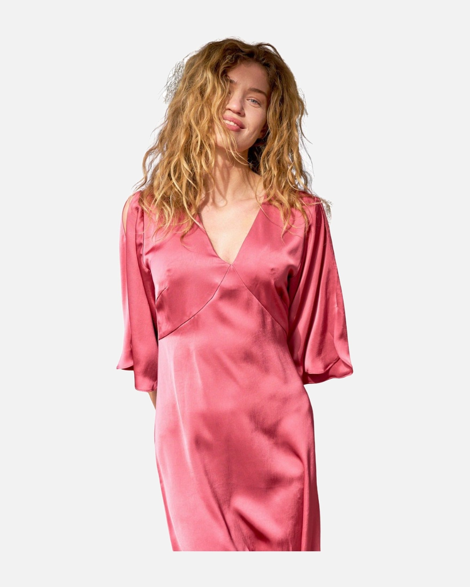 Remara Heavy Sateen Dress - 430 CHERRY PINK