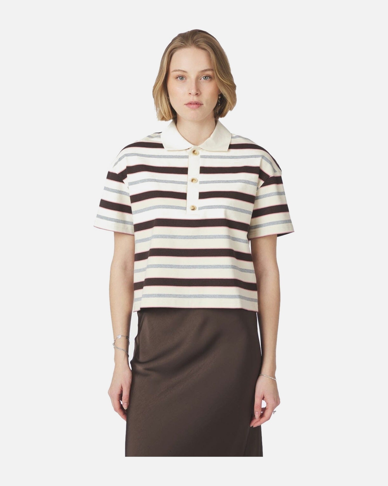 Vennera Triple Stripe Polo Tee - 130 GREY
