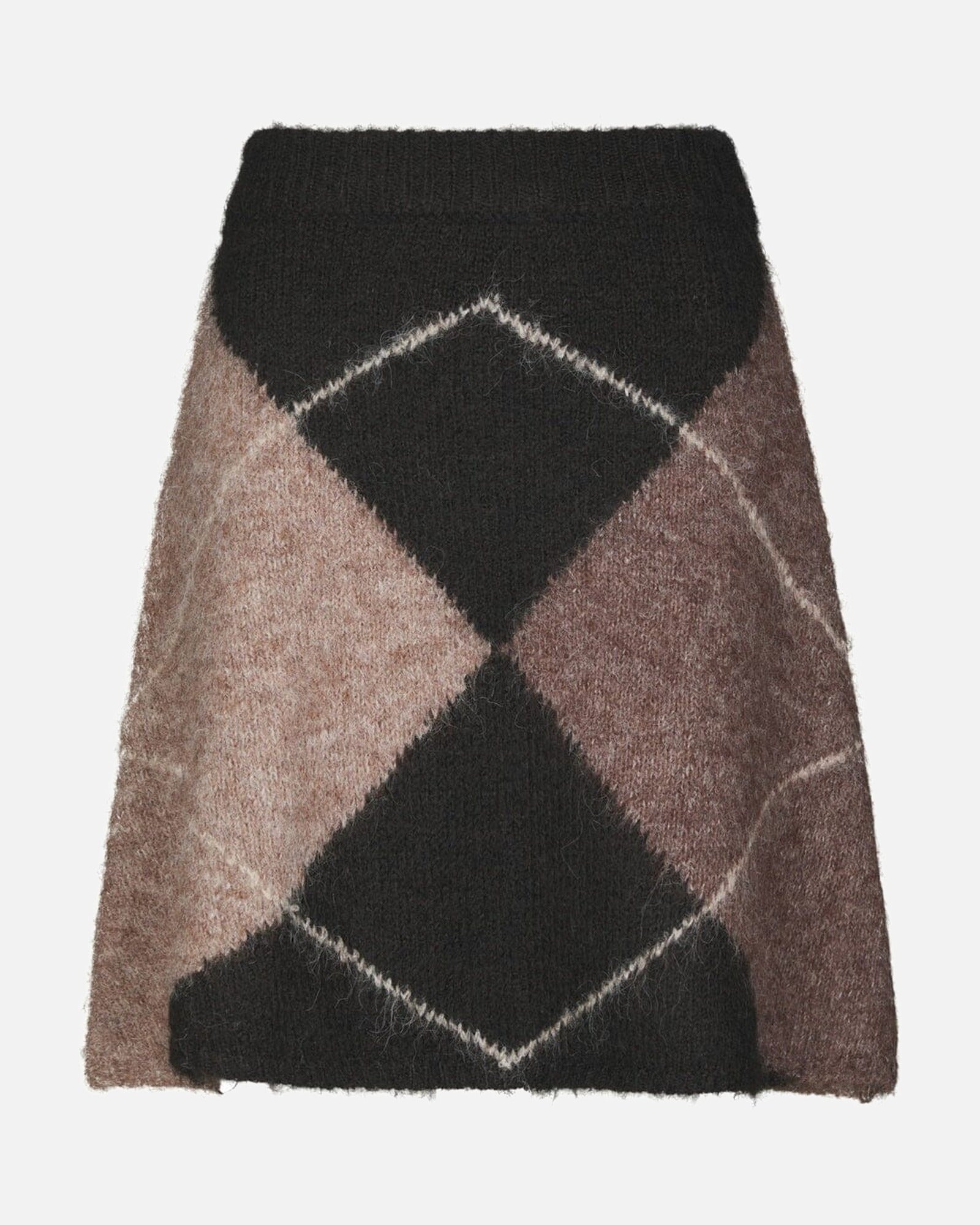 Neo Noir Gisa Check Fluff Knit Skirt