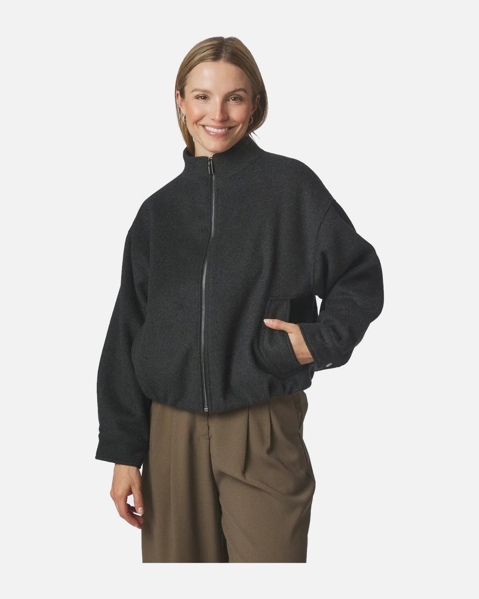 Neo Noir Florine Wool Bomber Jacket