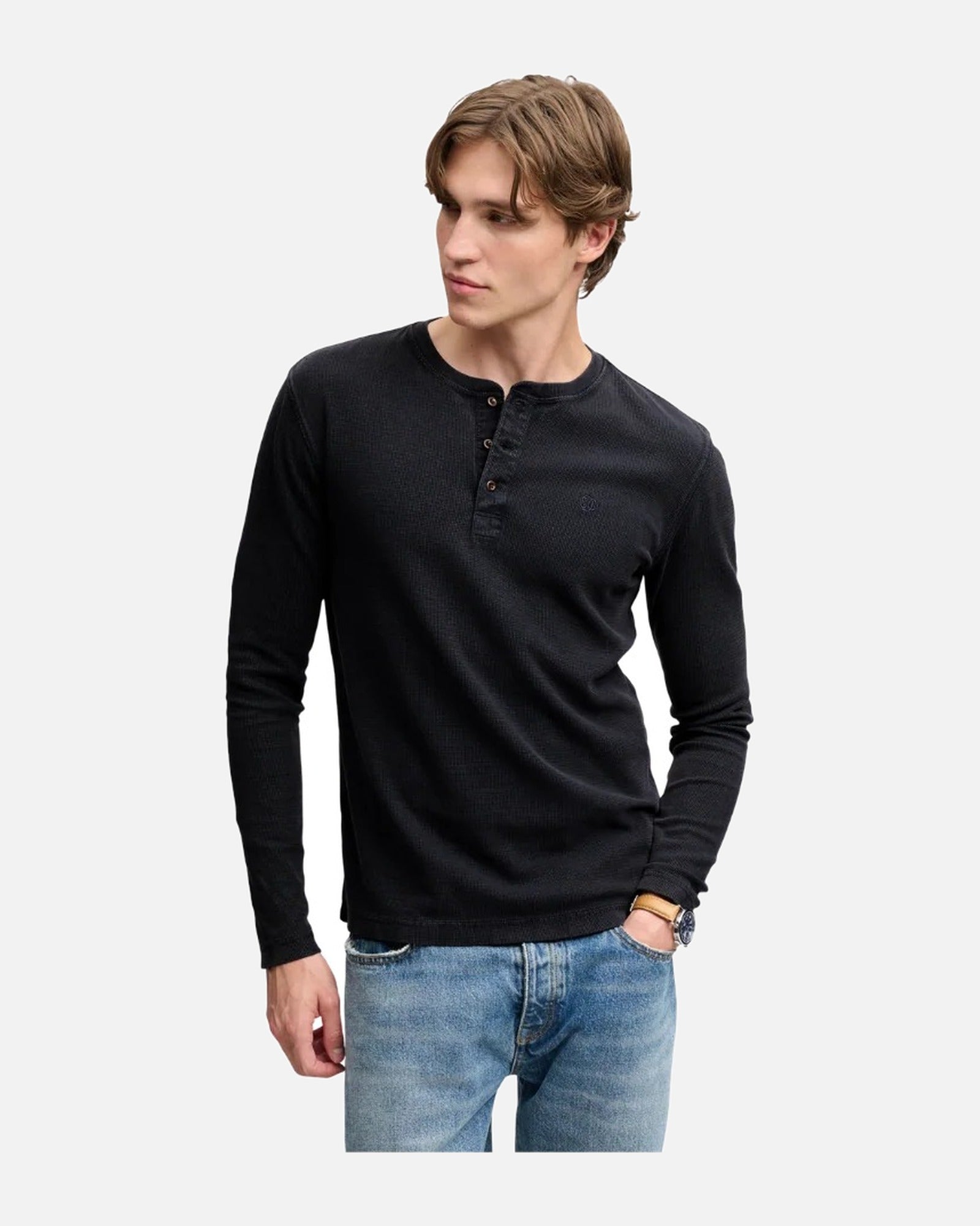 Superdry Waffle Long Sleeve Henley Top