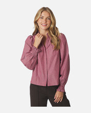 Astrida Soft Stripe Stone Blouse - 393 DARK ROSE