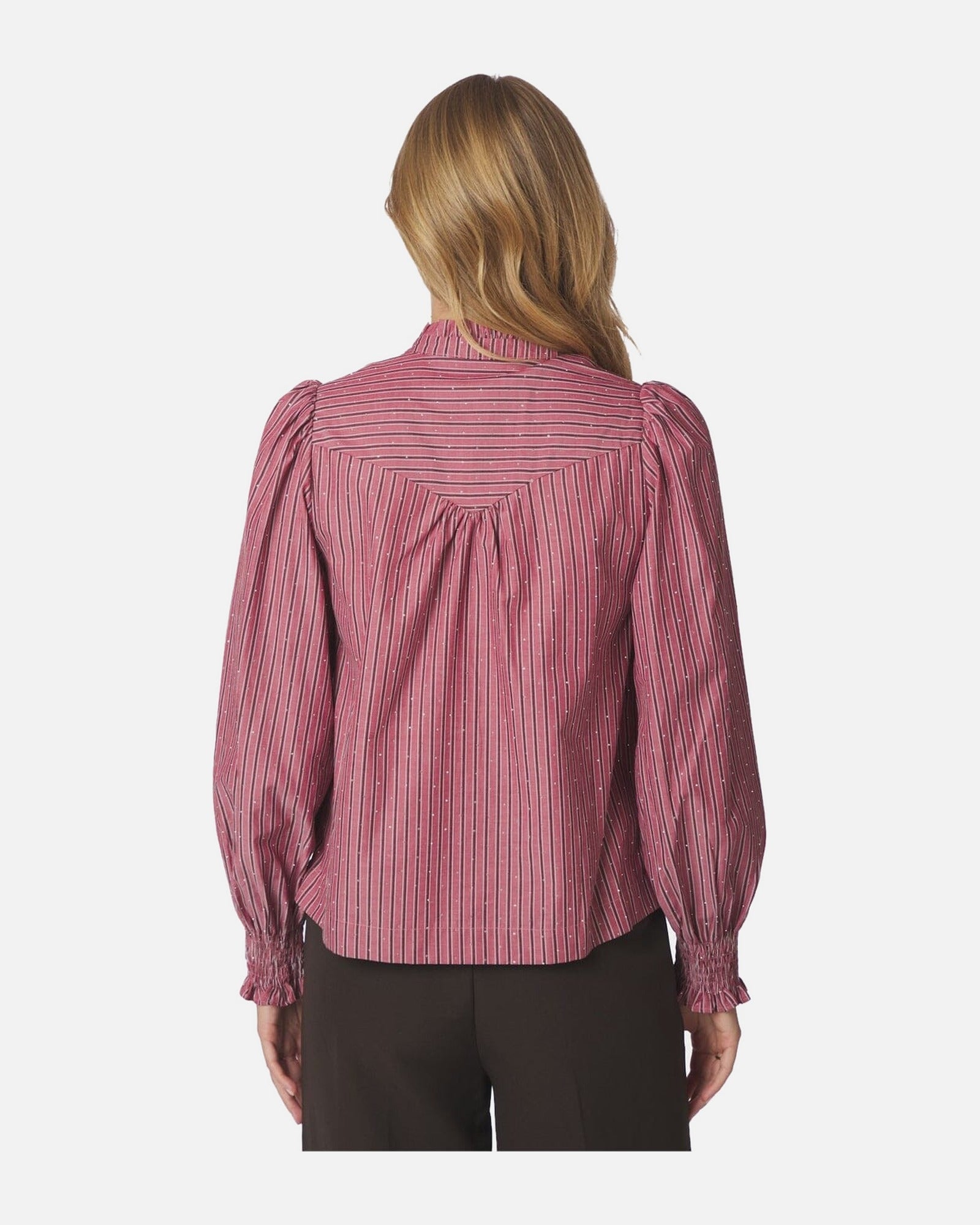 Astrida Soft Stripe Stone Blouse - 393 DARK ROSE