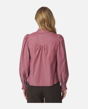 Astrida Soft Stripe Stone Blouse - 393 DARK ROSE