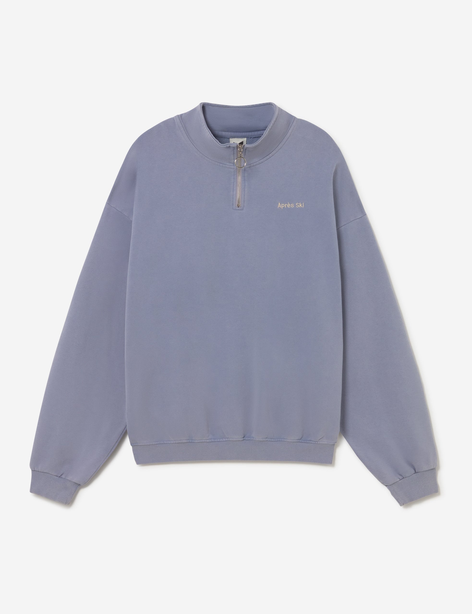 CREW ZIPPER WASHED APRES SKI STEEL BLUE