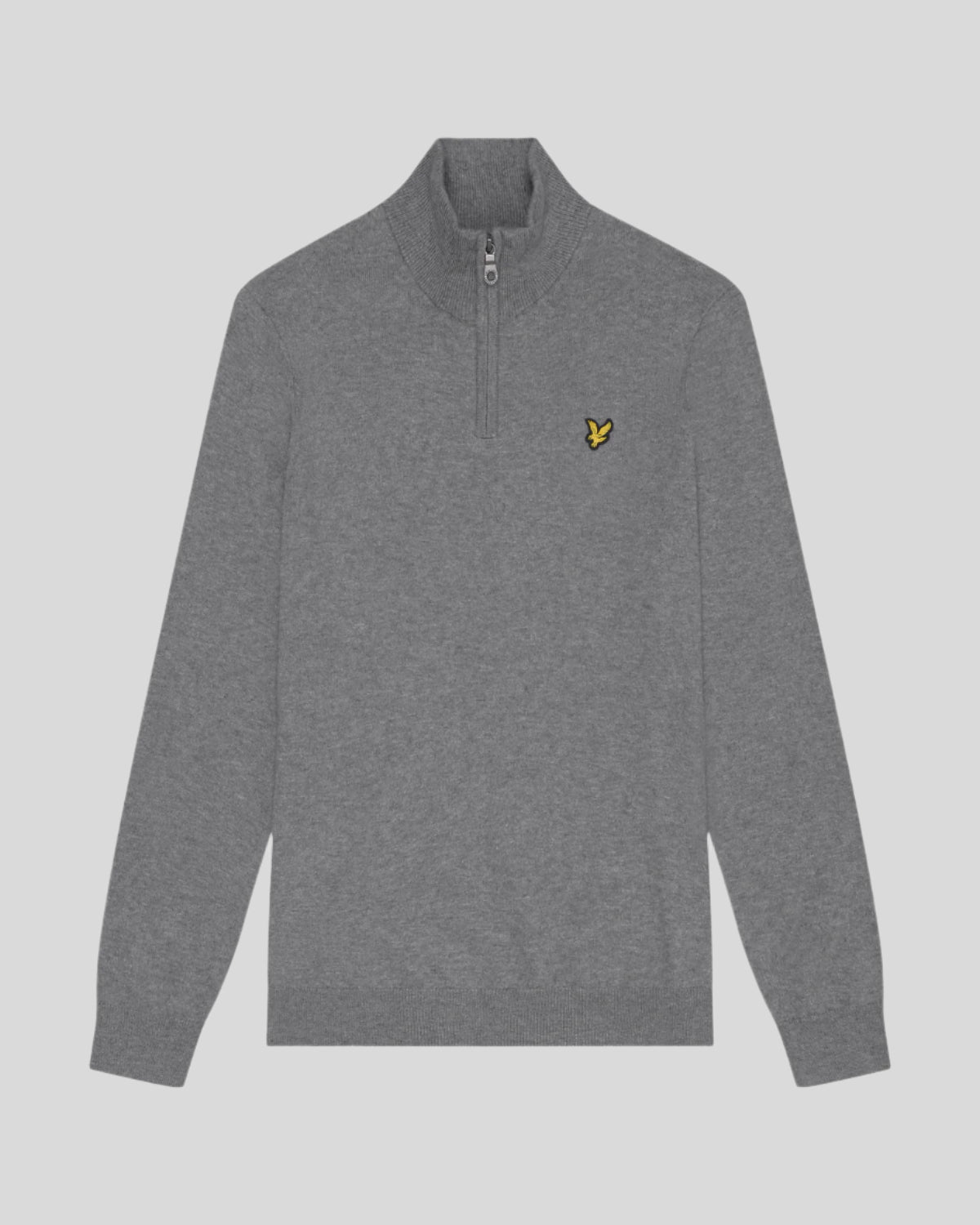 Lyle & Scott Cotton Merino Quarter Zip, Mid Grey Marl