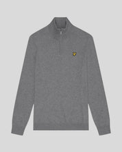 Lyle & Scott Cotton Merino Quarter Zip, Mid Grey Marl